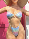 ZASUWA Female Sexy Glossy Ombre Cross Back One Piece