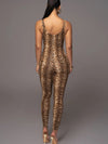 ZASUWA Female Leopard Print U Collar Jumpsuit