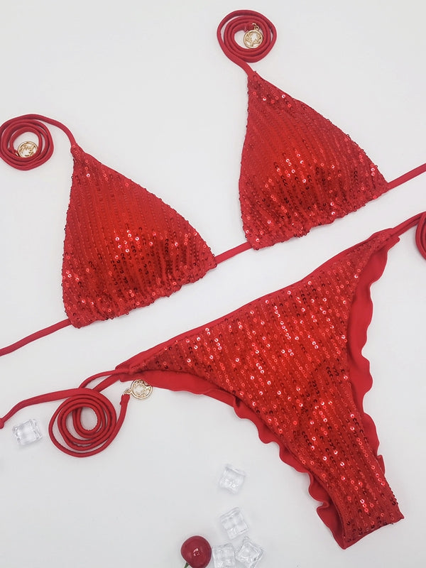 Glossy Sequins Bikini Set