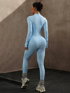 ZASUWA Female Solid Color Zipper Stand Up Collar Jumpsuit