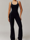 ZASUWA Female Backless Stripes Flare Jumpsuit