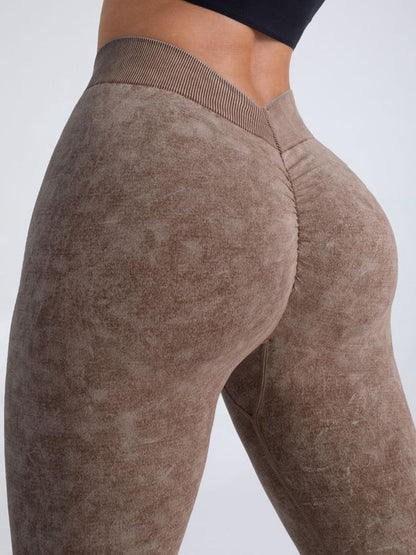 Denim Deep V Back Scrunch Bum Leggings