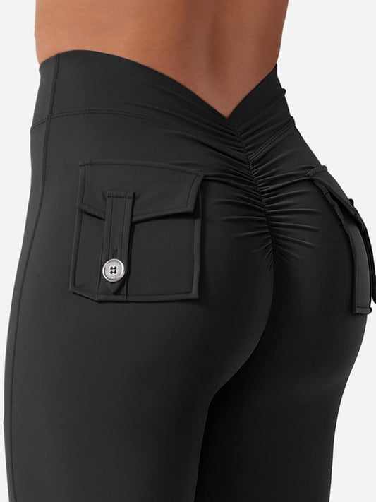 ZASUWA Female Deep V Back Pocket Cargo Leggings