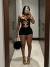 ZASUWA Female Sexy Halter Hollow Out Scrunch Bum Short Romper