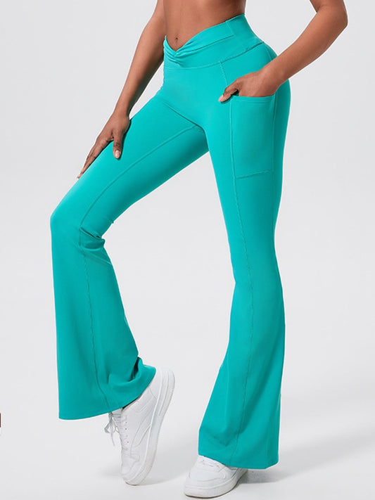 ZASUWA Female Twist Flare Pocket Hip-lift Leggings