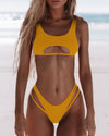ZASUWA Female Sexy Natural Waist Solid Two-Piece Bikini Set