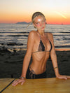 ZASUWA Female Sexy Leopard Print Lace 3-Pieces Bikini Set