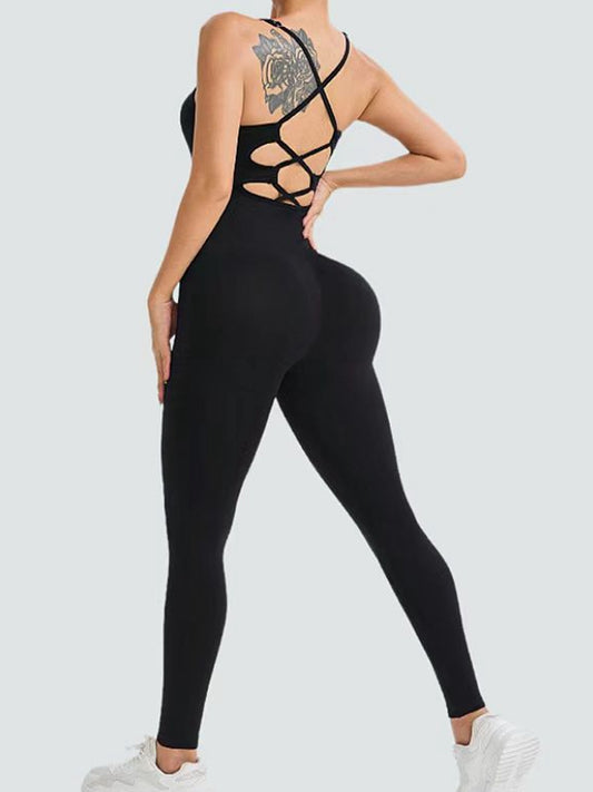 ZASUWA Female Lace-up Cross Back Scrunch Bum Jumpsuit