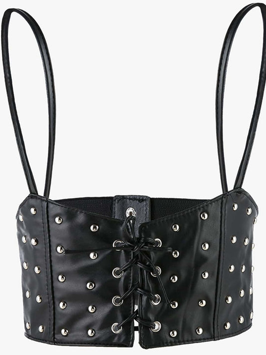 Faux Leather Rivet Shapewear