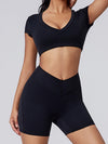 ZASUWA Female V Collar Backless Short Sleeves