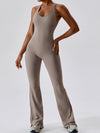 ZASUWA Female Hollow Out Backless Flare Jumpsuit