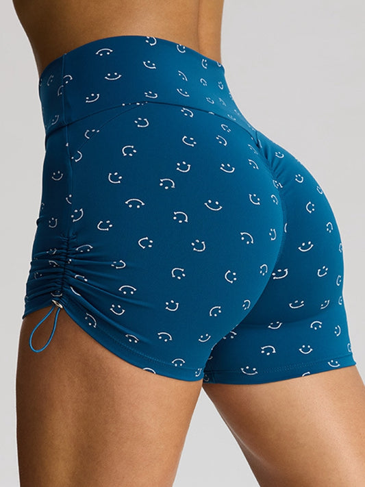 ZASUWA Female Print Drawstring Spandex Gym Booty Shorts