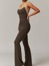 ZASUWA Female Cross Back Stripes Flare Jumpsuit