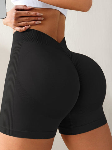 ZASUWA Female Deep V Back Scrunch Bum Seamless Shorts