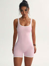 ZASUWA Female Contrast Color Ribbed Scrunch Bum Backless Romper