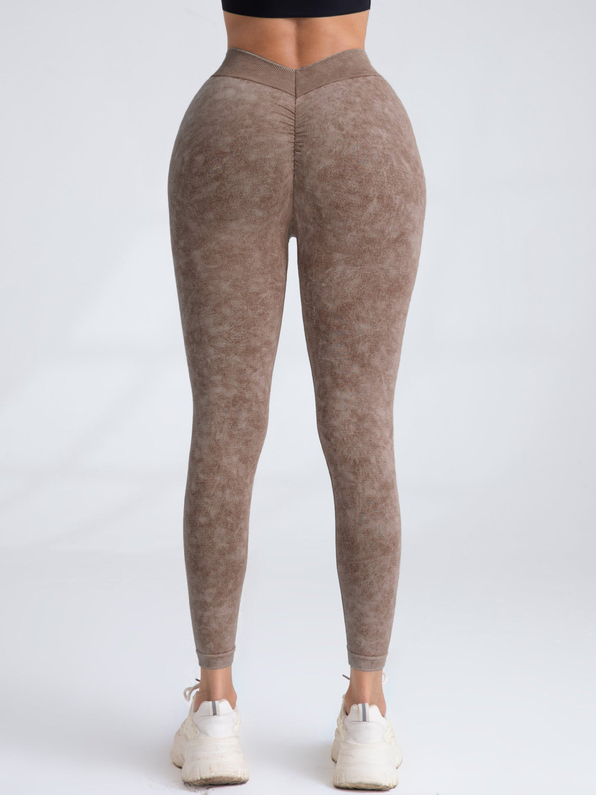 Denim Deep V Back Scrunch Bum Leggings