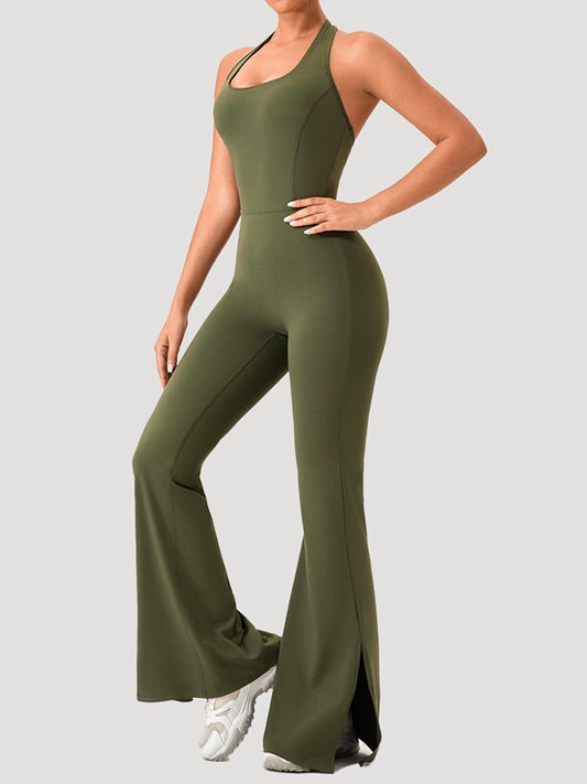 ZASUWA Female Halter Flare Split Jumpsuit