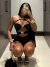 ZASUWA Female Sexy Halter Hollow Out Scrunch Bum Short Romper