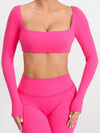 ZASUWA Female Solid Color With Chests Cropped Long Sleeves