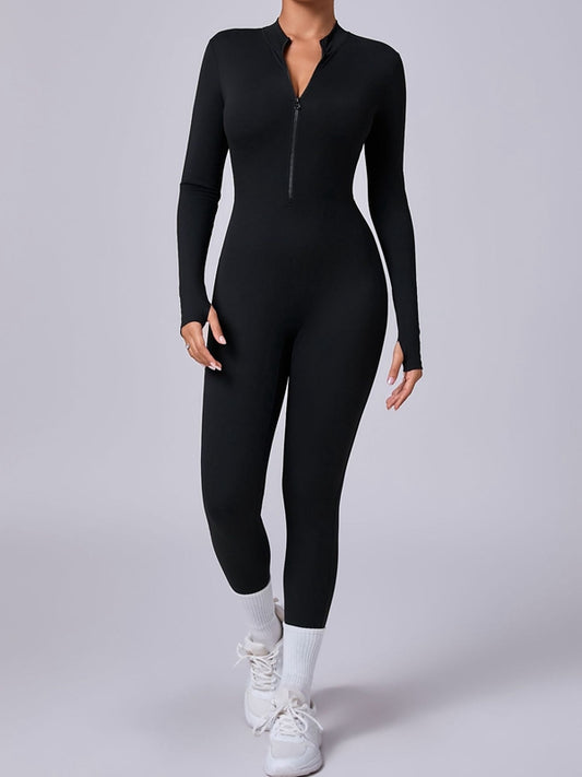 ZASUWA Female Zipper Thumbhole Hip-lift Jumpsuit