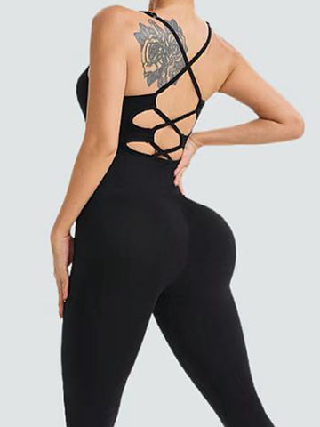 ZASUWA Female Lace-up Cross Back Scrunch Bum Jumpsuit