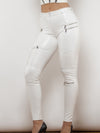 ZASUWA Female Glossy Zipper Pocket Folds Hip-lift Leggings