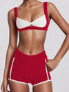 ZASUWA Female Contrast Color Stripes Cutout Pocket Short Traksuit