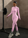 ZASUWA Female Solid Color Zipper Stand Up Collar Jumpsuit