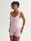 ZASUWA Female Contrast Color Ribbed Scrunch Bum Backless Romper