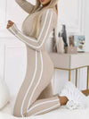 ZASUWA Female Contrast Color Stripes Zipper Jumpsuit