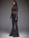 ZASUWA Female Denim Zipper Flare Tracksuit