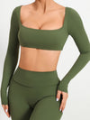 ZASUWA Female Solid Color With Chests Cropped Long Sleeves