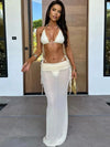 ZASUWA Female Solid Color Mesh with Metal Ring 3-Pieces Bikini Set