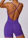 ZASUWA Female V Collar Cross Back Scrunch Bum Seamless Romper