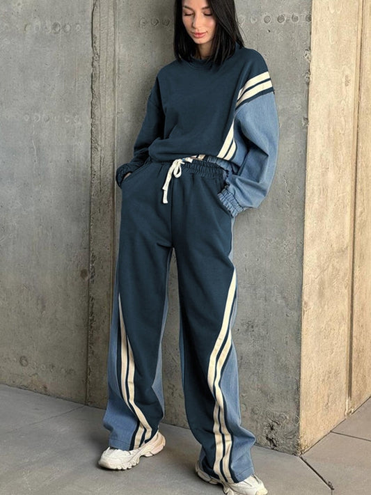 ZASUWA Female Denim Contrast Color Pocket Tracksuit