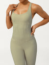 ZASUWA Female Cross Back Hollow Out Adjustable Strap Backless Corset Quick Dry Jumpsuit