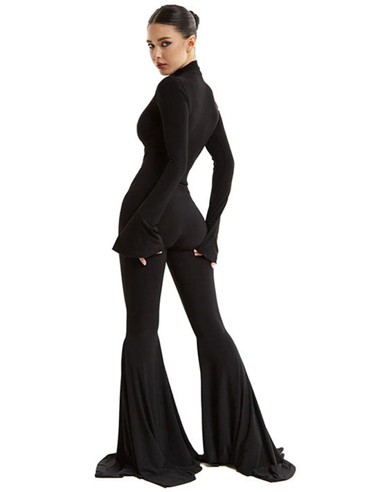 ZASUWA Female Zipper Push-Up Flare Jumpsuit