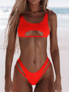 ZASUWA Female Sexy Natural Waist Solid Two-Piece Bikini Set