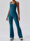 ZASUWA Female Hollow Out Backless Flare Jumpsuit