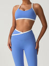 ZASUWA Female Sexy Contrast Color Stripe Cross Back Sports Bras