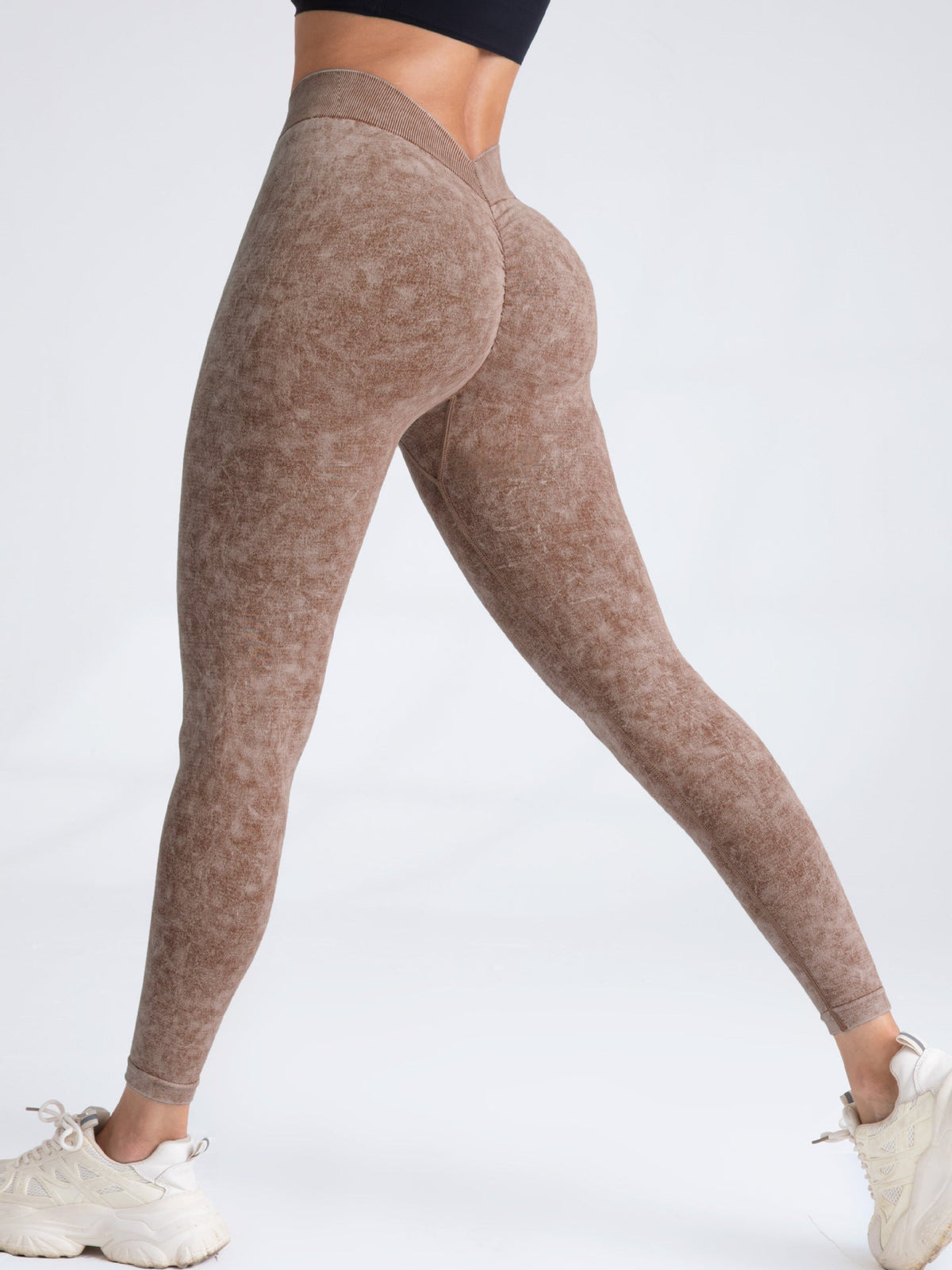 Denim Deep V Back Scrunch Bum Leggings