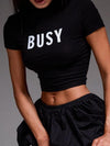 ZASUWA Female Sexy Letter Print High-rise Short Sleeves