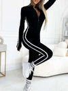 ZASUWA Female Contrast Color Stripes Zipper Jumpsuit