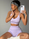 ZASUWA Female Solid Color Cross Back Scrunch Bum Short Tracksuit