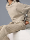 ZASUWA Female Velvet Ribbed Pocket Hooded Tracksuit