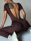Leopard Print Backless Jumpsuit