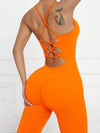 ZASUWA Female Sexy Cross Back Elastic Tight Jumpsuit