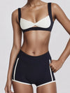 ZASUWA Female Contrast Color Stripes Cutout Pocket Short Traksuit