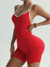 ZASUWA Female Contrast Color Cross Back Scrunch Bum Short Romper
