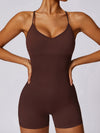 ZASUWA Female V Collar Cross Back Scrunch Bum Seamless Romper